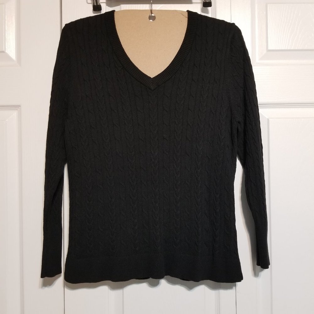 Long sleeved cozy black v neck sweater